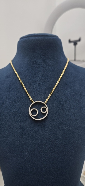 Elegant Golden Necklace with White Stone Pendant