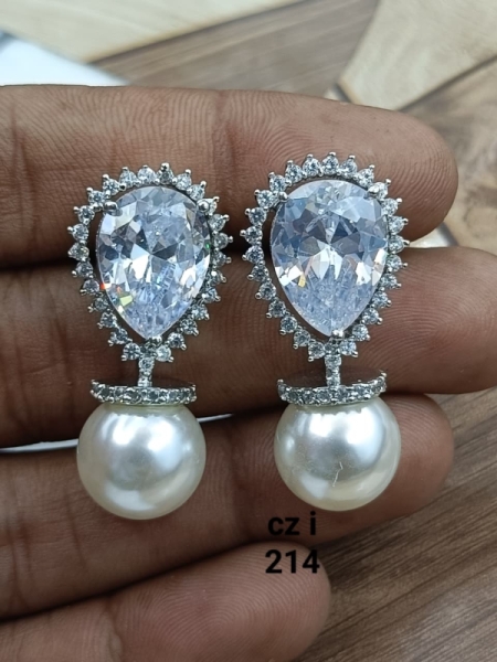 Swadha Crystal White with Pearl Drop