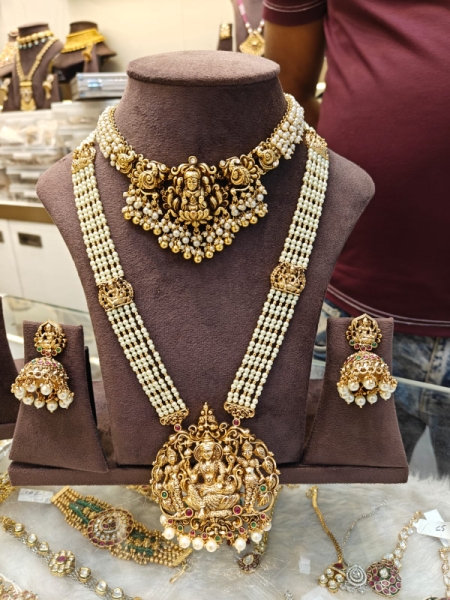 Swadha Lasya combo necklace set with strings of pearl for enhancing elegance